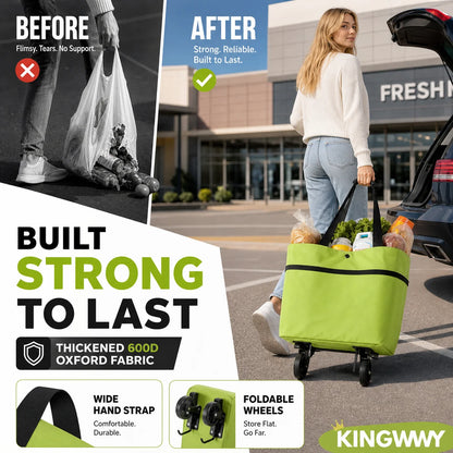 🛍️ 2-in-1 Foldable Shopping Cart – Carry More, Roll Easier