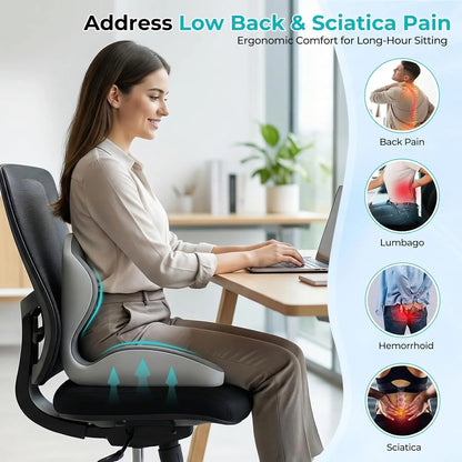 🪑 Ergonomic Memory Foam Seat Cushion with Back Support – Stay Comfortable All Day, Perfect for Office, Car & Home ✨