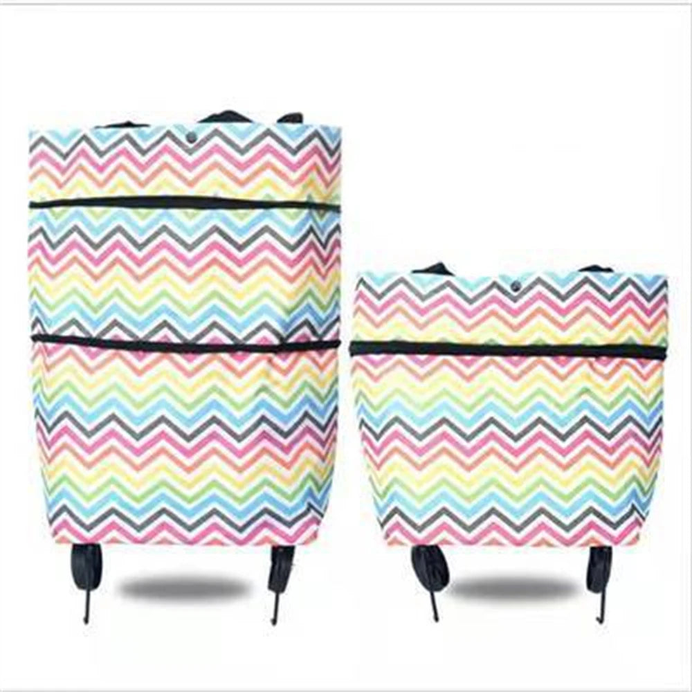 🛍️ 2-in-1 Foldable Shopping Cart – Carry More, Roll Easier