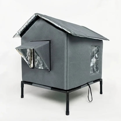 ⏳🔥LIMITED-TIME 50% OFF! ⏰All-Weather Elevated Outdoor Cat House – Waterproof Oxford Cloth, Thermal Aluminum Lining & Foldable Design 🐈🏠🌧️