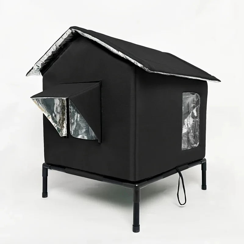 ⏳🔥LIMITED-TIME 50% OFF! ⏰All-Weather Elevated Outdoor Cat House – Waterproof Oxford Cloth, Thermal Aluminum Lining & Foldable Design 🐈🏠🌧️