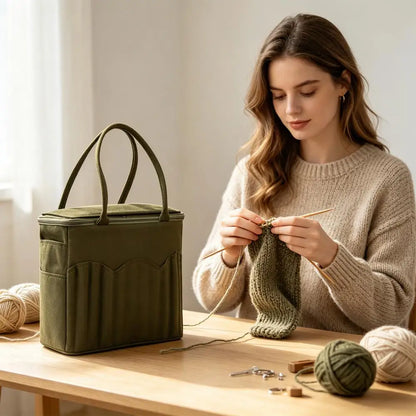 💞🔥Canvas Yarn Storage Bag with Needle Pockets