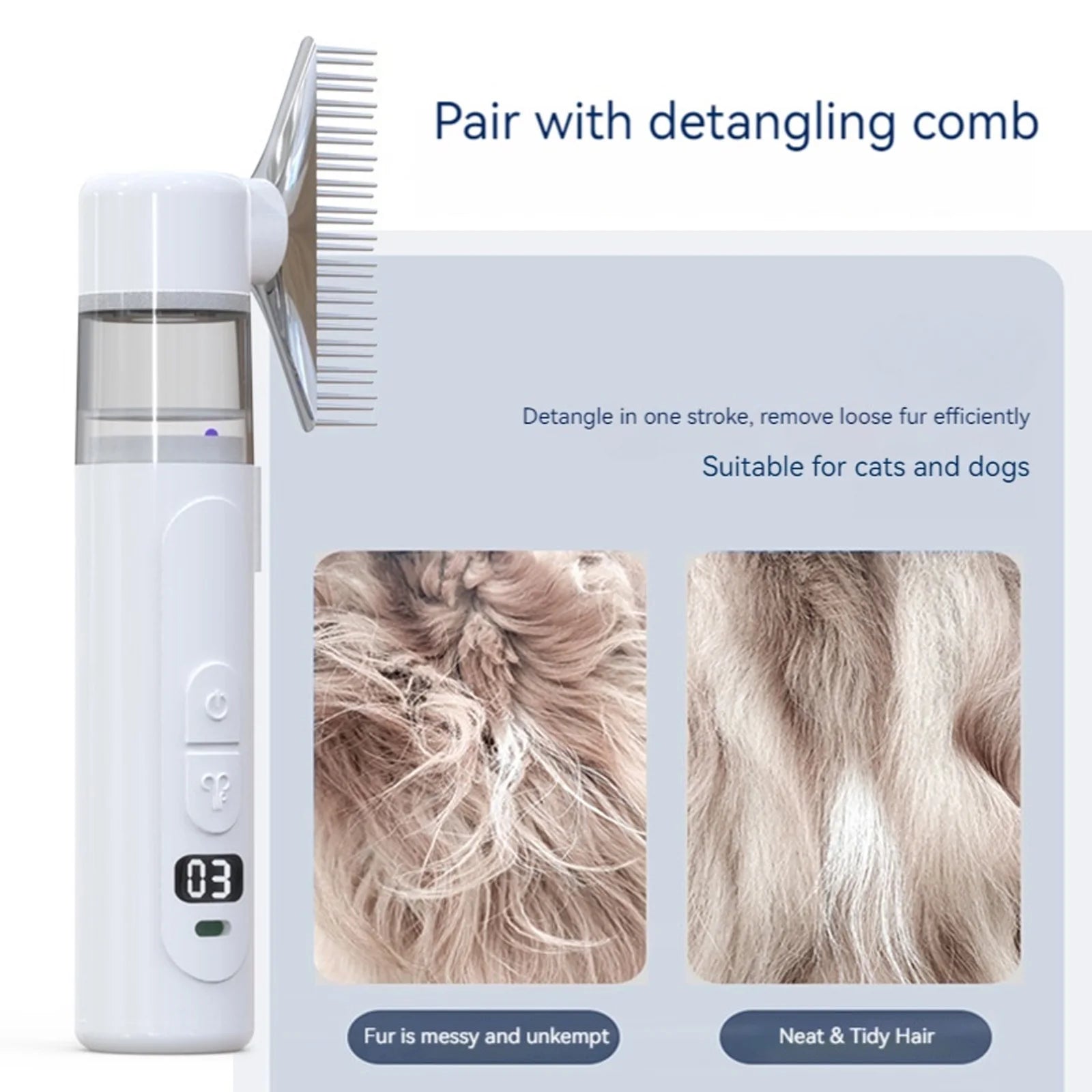 Electric Pet Flea Remover and Detangling Comb