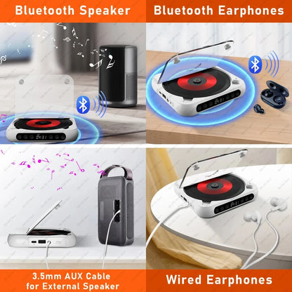 💿50% OFF | Retro Portable Bluetooth 5.3 CD Player – Lossless Clear Sound, 2000mAh Rechargeable Battery, Play All CD & MP3 Discs!