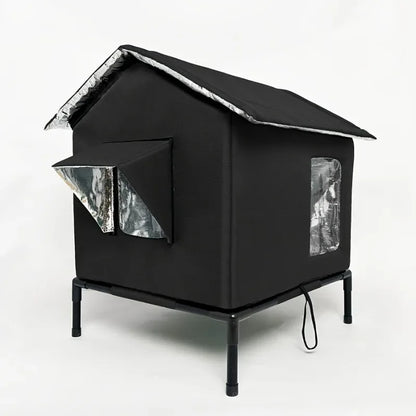 ⏳🔥LIMITED-TIME 50% OFF! ⏰All-Weather Elevated Outdoor Cat House – Waterproof Oxford Cloth, Thermal Aluminum Lining & Foldable Design 🐈🏠🌧️