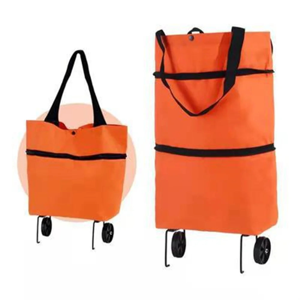 🛍️ 2-in-1 Foldable Shopping Cart – Carry More, Roll Easier