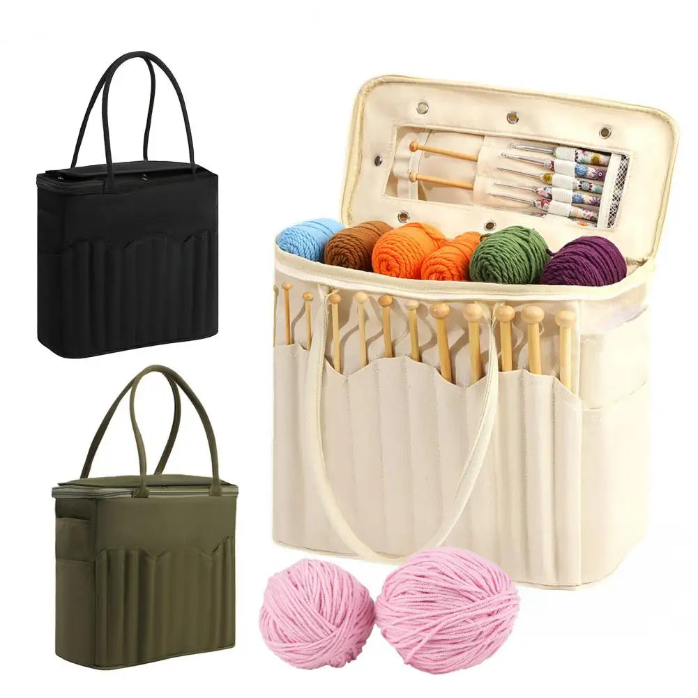 💞🔥Canvas Yarn Storage Bag with Needle Pockets