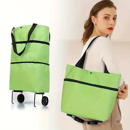 🛍️ 2-in-1 Foldable Shopping Cart – Carry More, Roll Easier