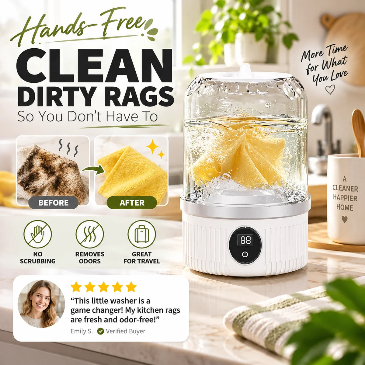Limited Sale 50% OFF🎁Free your hands🥰Wireless Charging Mini Washing Machine