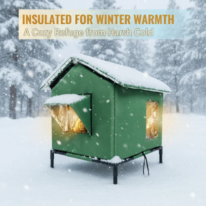 ⏳🔥LIMITED-TIME 50% OFF! ⏰All-Weather Elevated Outdoor Cat House – Waterproof Oxford Cloth, Thermal Aluminum Lining & Foldable Design 🐈🏠🌧️
