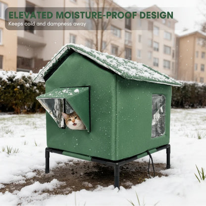 ⏳🔥LIMITED-TIME 50% OFF! ⏰All-Weather Elevated Outdoor Cat House – Waterproof Oxford Cloth, Thermal Aluminum Lining & Foldable Design 🐈🏠🌧️