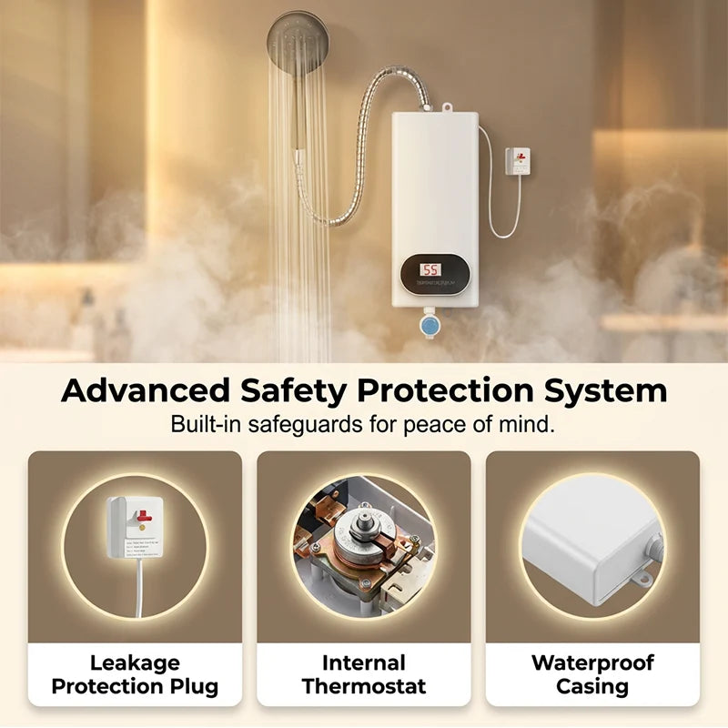 🎉 2026 Sale — Over 15,000 Sold!💧 Compact Tankless Instant Electric Water Heater‑LED Temperature Display with Multi‑Safety Protection ✨
