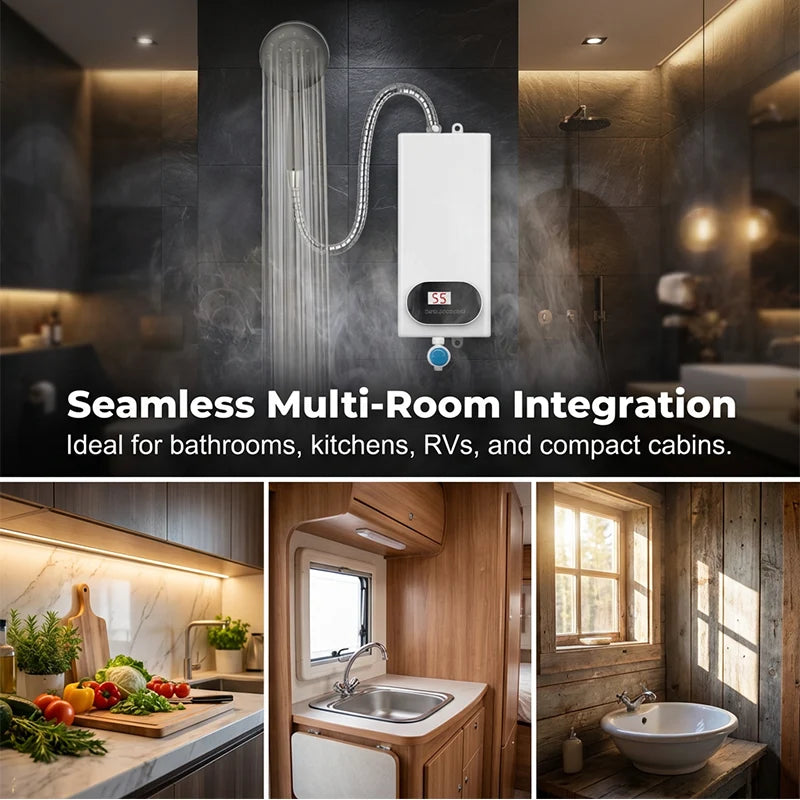 🎉 2026 Sale — Over 15,000 Sold!💧 Compact Tankless Instant Electric Water Heater‑LED Temperature Display with Multi‑Safety Protection ✨