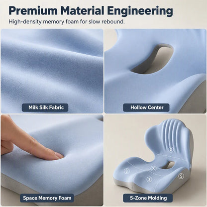 🪑 Ergonomic Memory Foam Seat Cushion with Back Support – Stay Comfortable All Day, Perfect for Office, Car & Home ✨