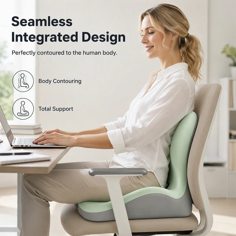 🪑 Ergonomic Memory Foam Seat Cushion with Back Support – Stay Comfortable All Day, Perfect for Office, Car & Home ✨
