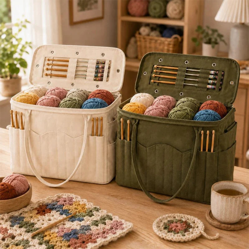 💞🔥Canvas Yarn Storage Bag with Needle Pockets