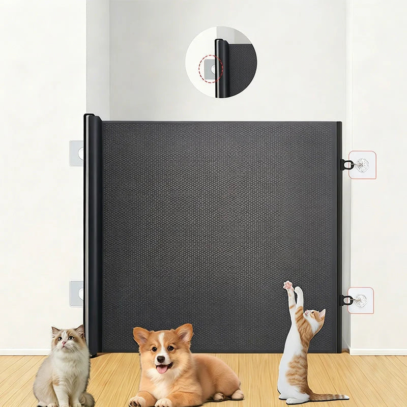 Retractable Pet Mesh Fence & Cat Gate – No-Drill Safety Barrier for Small, Medium & Large Pets