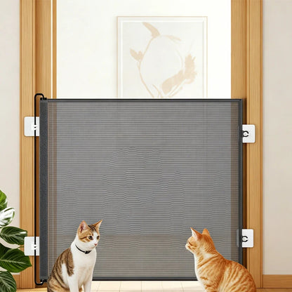 Retractable Pet Mesh Fence & Cat Gate – No-Drill Safety Barrier for Small, Medium & Large Pets